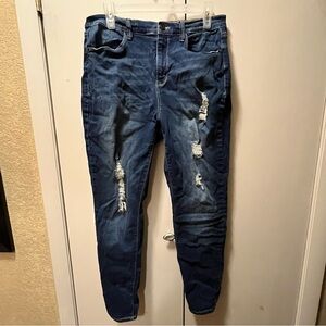 Mudd Blue FLX Stretch Skinny High Rise Jeggings with Distressed Details